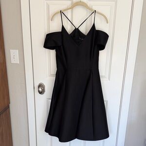 Halston Heritage Black Cold-Shoulder Midi Dress